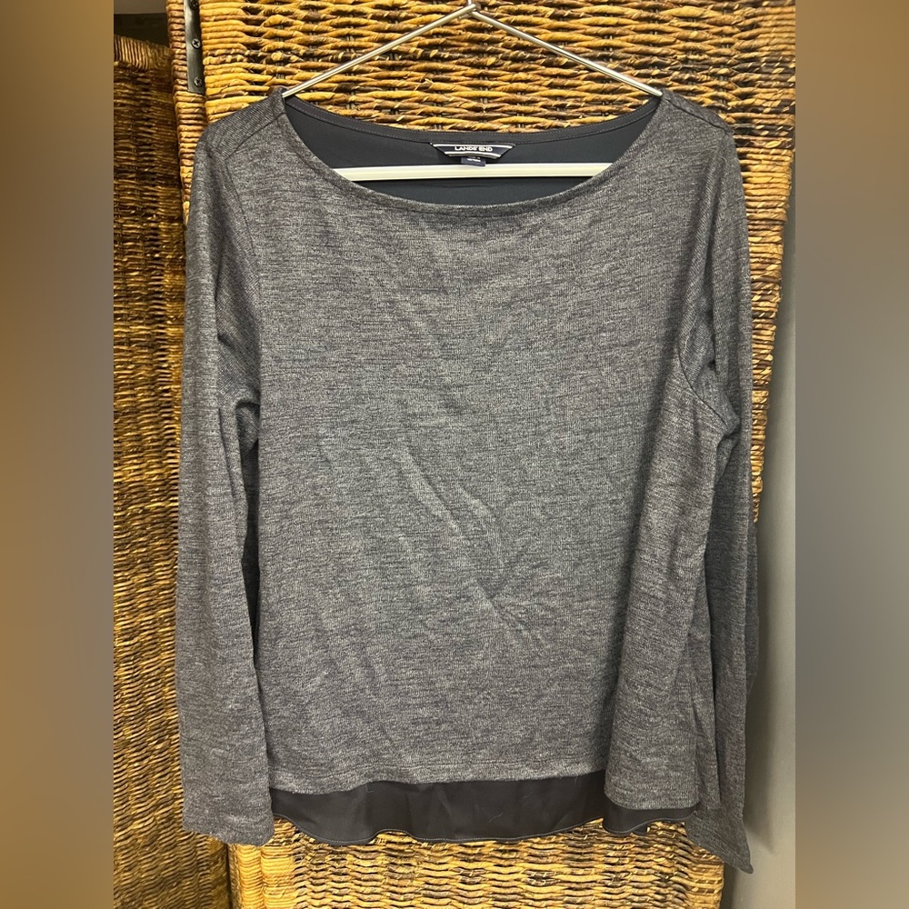 Lands End- Blue Top with sheer bottom and split back, size: Large- 14/16